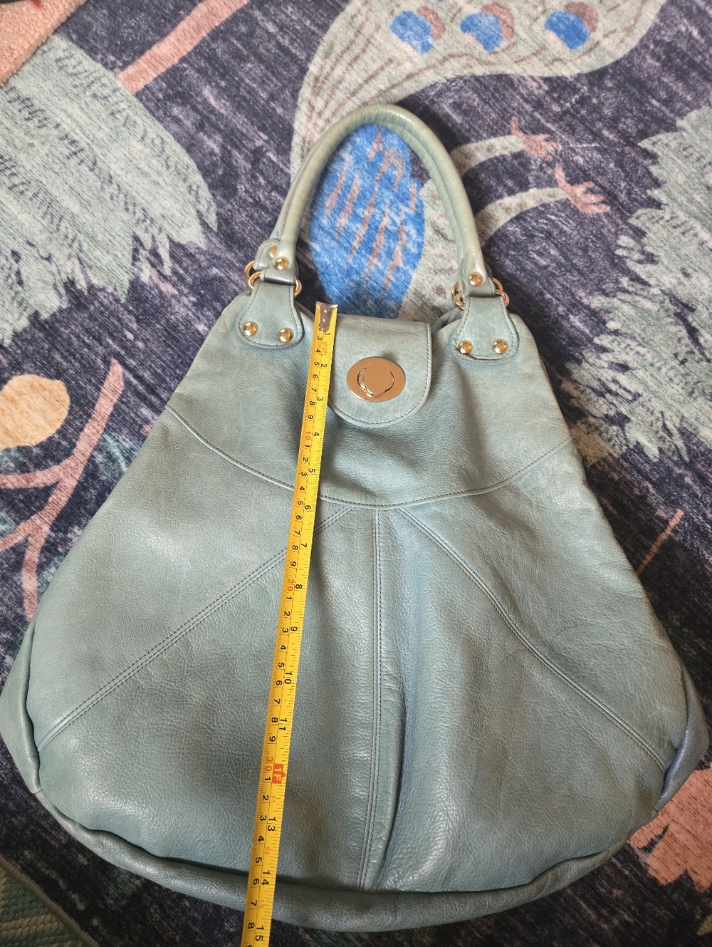 Vintage Y2K Foley + Corinna Teal Green Leather Hobo Shoulder RE Balenciaga City - Picture 11 of 17